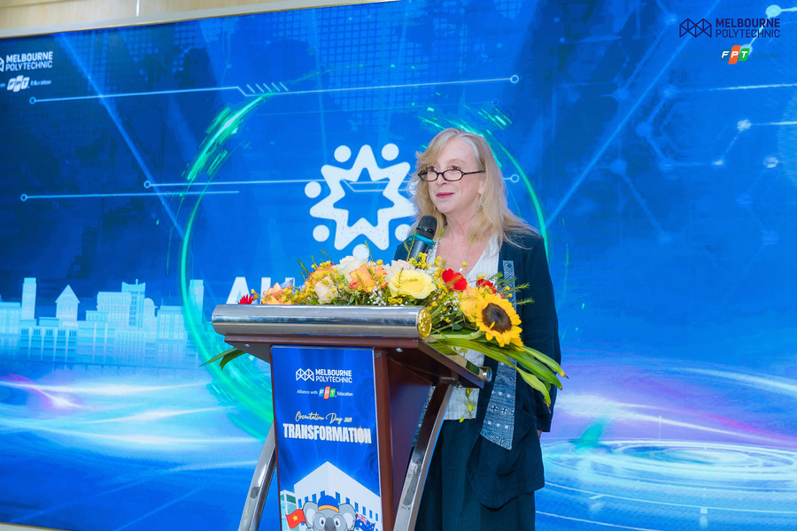 Bà Cynthia Mann - Giám đốc Hiệp hội doanh nghiệp Úc tại Việt Nam tại trụ sở Hà Nội phát biểu.