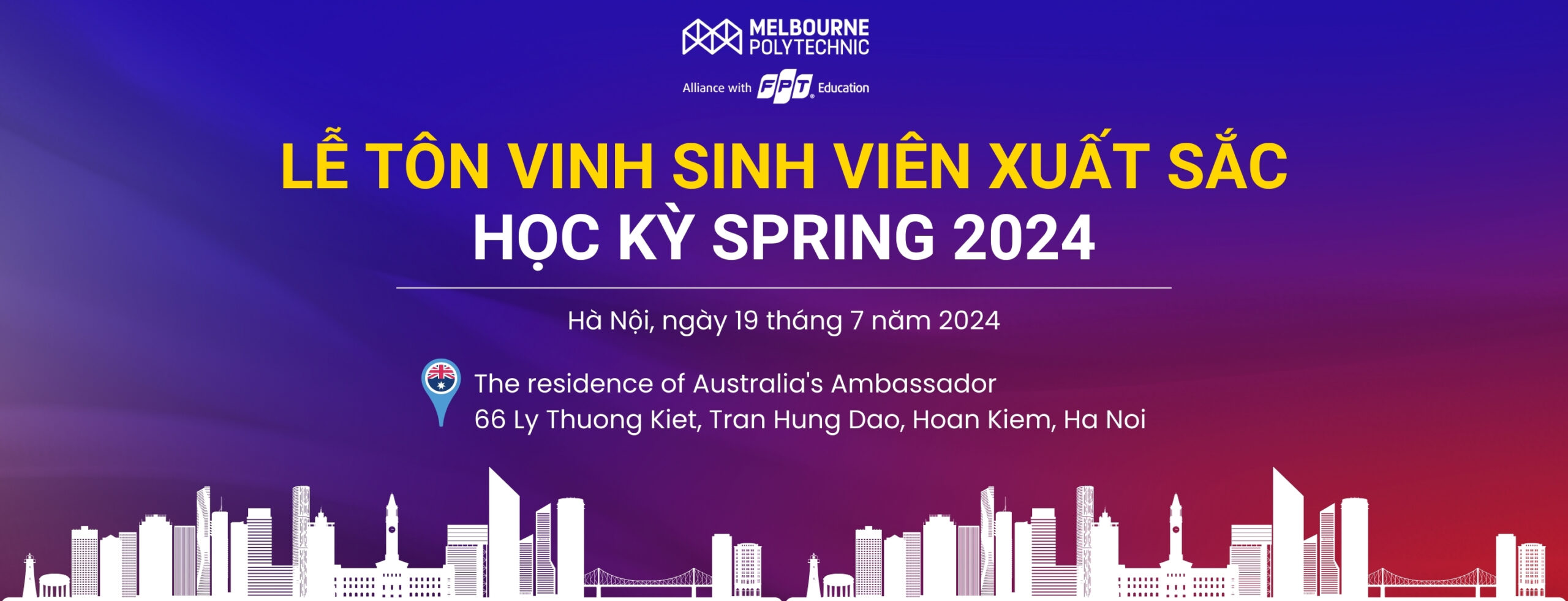 LỄ TÔN VINH HỌC KỲ SPRING 2024 SẼ ĐƯỢC TỔ CHỨC TẠI NHÀ ĐẠI SỨ QUÁN ÚC
