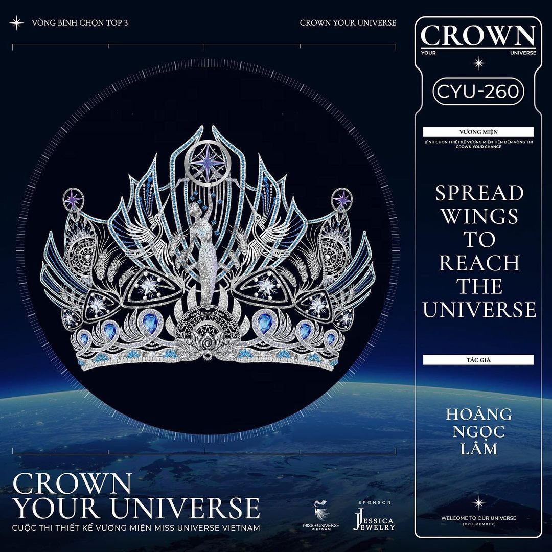 Tác phẩm của Lâm tại cuộc thi thiết kế vương miện Miss Universe VietNam