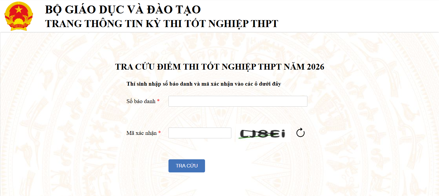 Tra cứu điểm thi tốt nghiệp THPT quốc gia 2026 nhanh, chính xác nhất