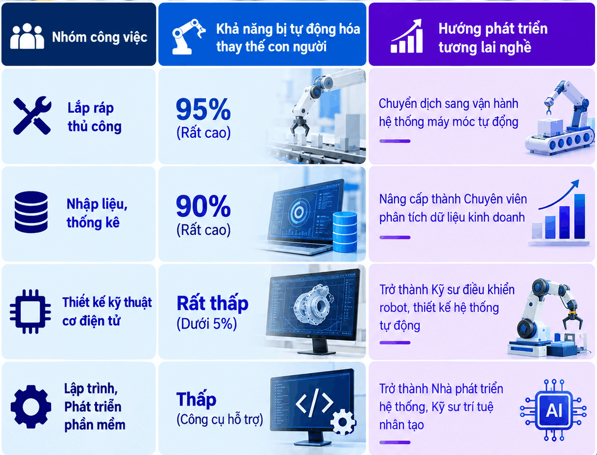 Các ngành có khả năng bị tự động hóa thay thế con người