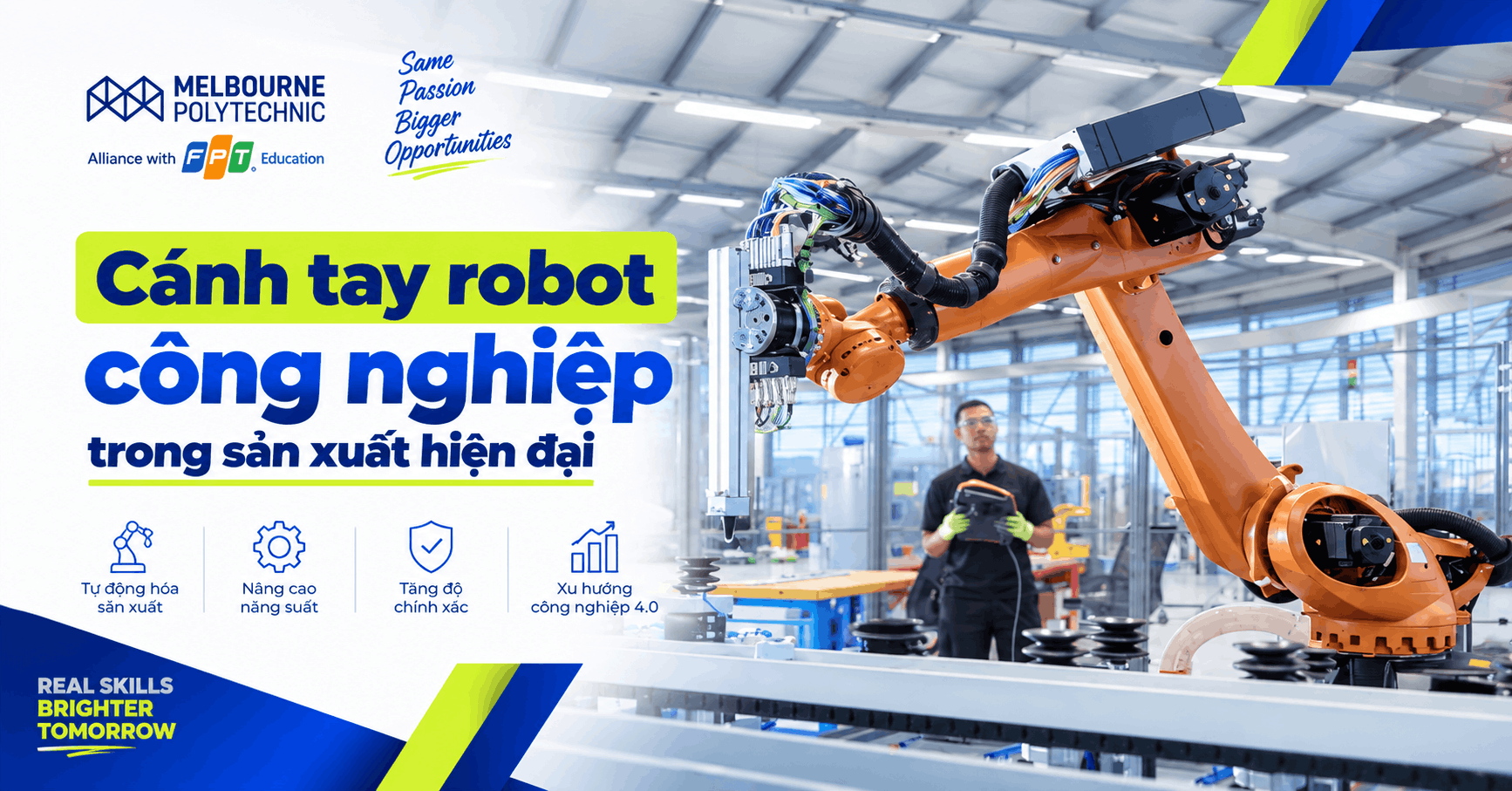 Cánh tay robot công nghiệp trong sản xuất hiện đại