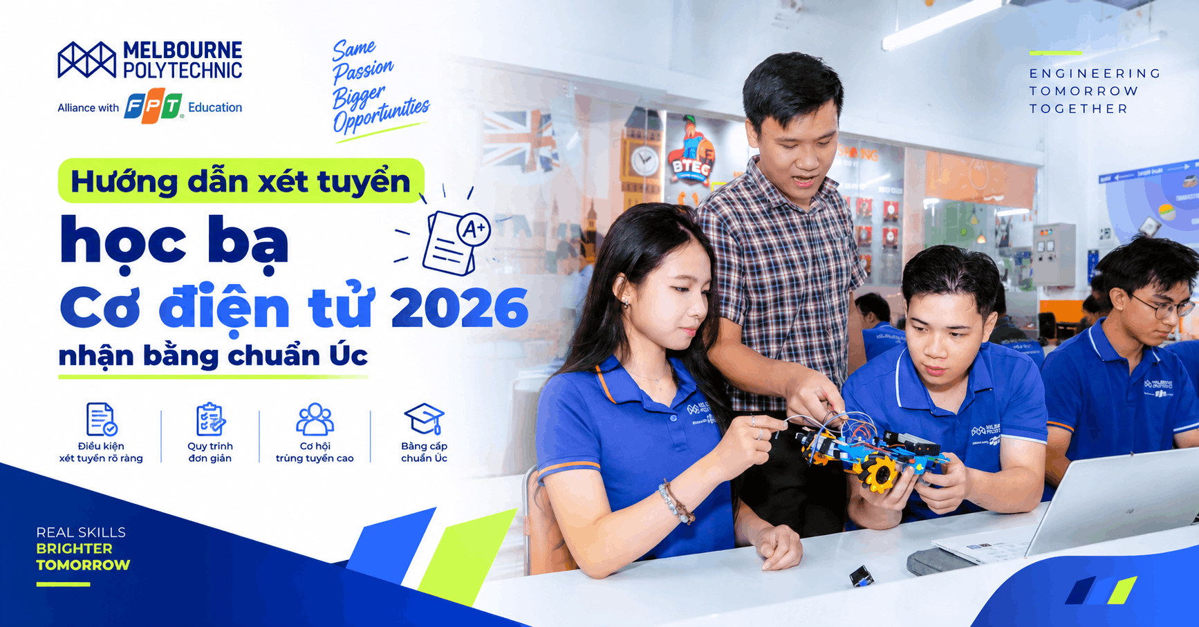 Hướng dẫn xét tuyển học bạ Cơ điện tử 2026 nhận bằng chuẩn Úc