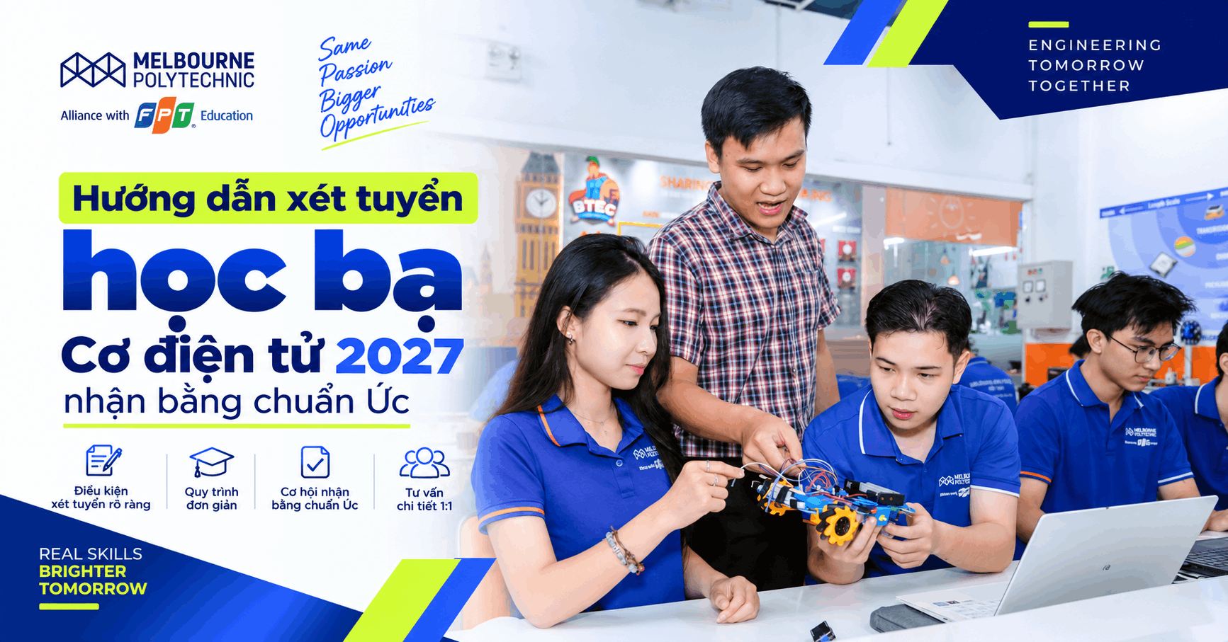 Hướng dẫn xét tuyển học bạ Cơ điện tử 2027 nhận bằng chuẩn Úc