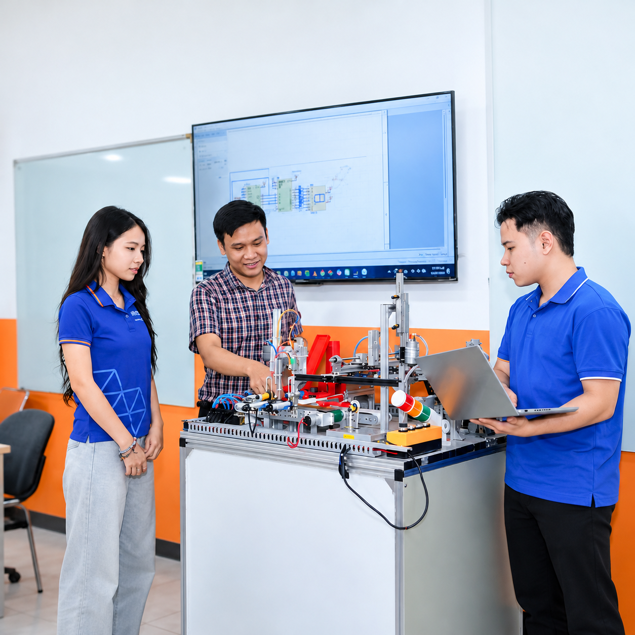 Sinh viên nữ thực hành ứng dụng công nghệ tại Melbourne Polytechnic Việt Nam.